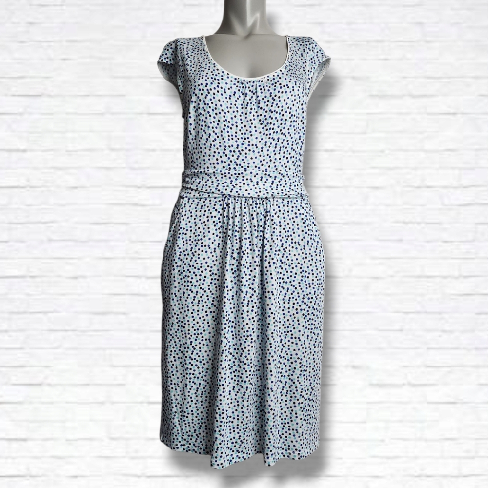 Boden Navy and White Patterned Midi Dress